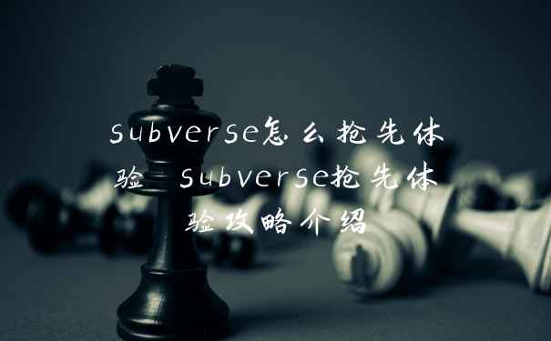 subverse怎么抢先体验 subverse抢先体验攻略介绍