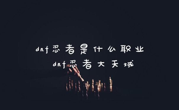 dnf忍者是什么职业 dnf忍者大天域