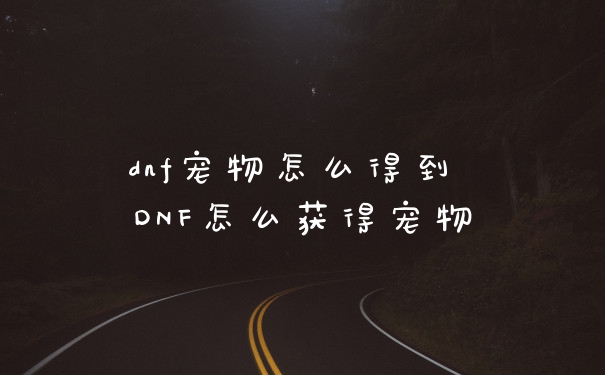 dnf宠物怎么得到 DNF怎么获得宠物