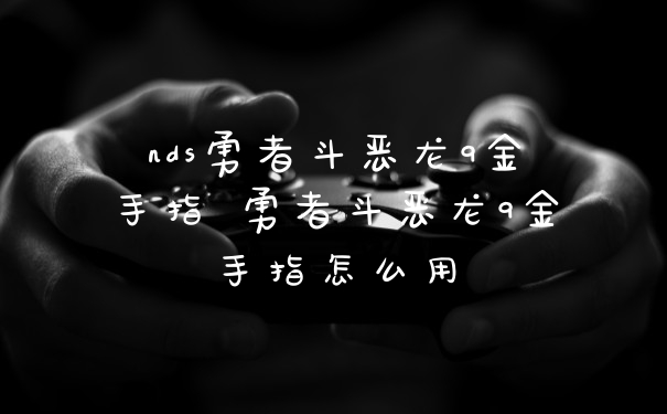 nds勇者斗恶龙9金手指 勇者斗恶龙9金手指怎么用