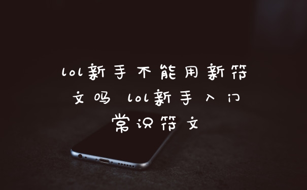 lol新手不能用新符文吗 lol新手入门常识符文