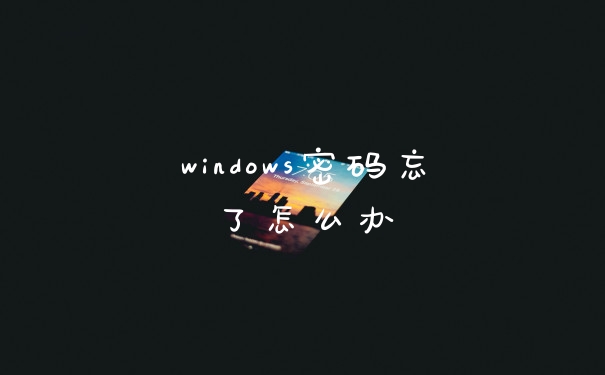 windows密码忘了怎么办