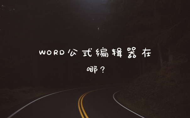 WORD公式编辑器在哪?