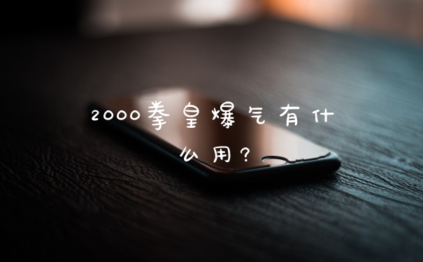 2000拳皇爆气有什么用?